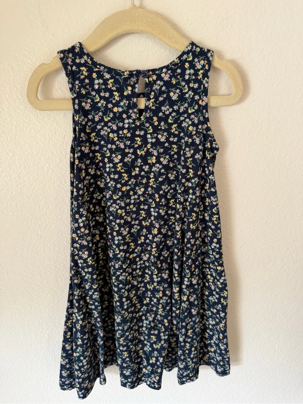 GAP Navy Floral Tank Dress with Tiny Yellow & Pink Blooms